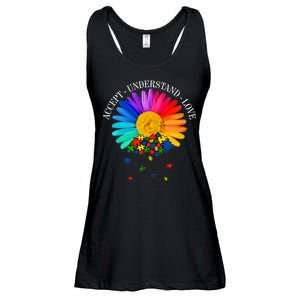 Accept Understand Love Autism Sunflower Ladies Essential Flowy Tank