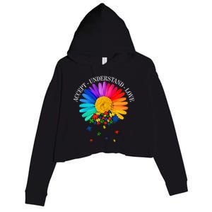 Accept Understand Love Autism Sunflower Crop Fleece Hoodie