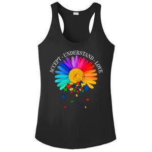 Accept Understand Love Autism Sunflower Ladies PosiCharge Competitor Racerback Tank