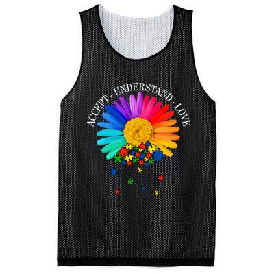 Accept Understand Love Autism Sunflower Mesh Reversible Basketball Jersey Tank