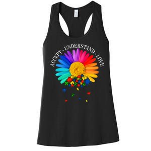 Accept Understand Love Autism Sunflower Women's Racerback Tank