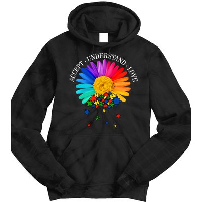 Accept Understand Love Autism Sunflower Tie Dye Hoodie