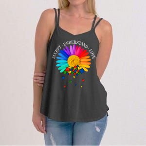 Accept Understand Love Autism Sunflower Women's Strappy Tank