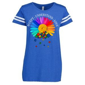 Accept Understand Love Autism Sunflower Enza Ladies Jersey Football T-Shirt