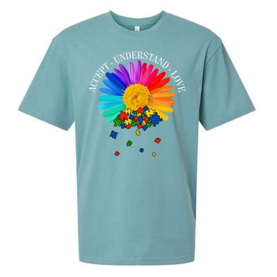 Accept Understand Love Autism Sunflower Sueded Cloud Jersey T-Shirt