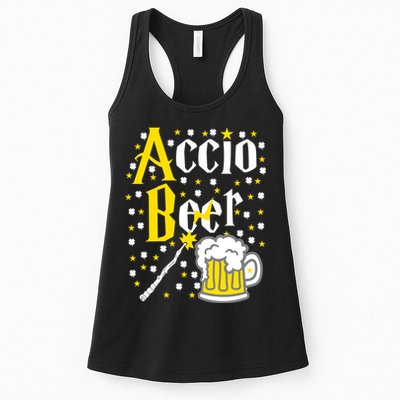 Accio Beer Wizard Wand Funny St Patrick's Day Womens Tank Top