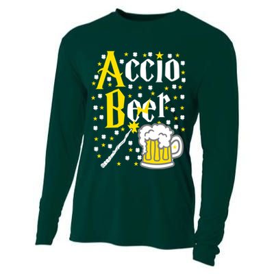 Accio Beer Wizard Wand Funny St Patrick's Day Cooling Performance Long Sleeve Crew