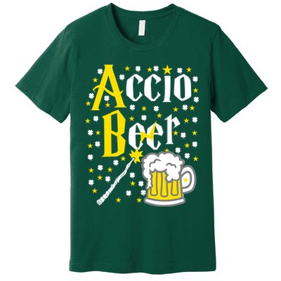 Accio Beer Wizard Wand Funny St Patrick's Day Premium T-Shirt