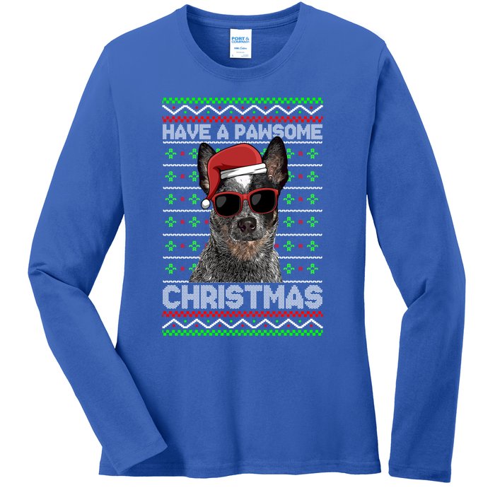 Australian Cattle Dog Funny Pawsome Christmas Gift Ladies Long Sleeve Shirt