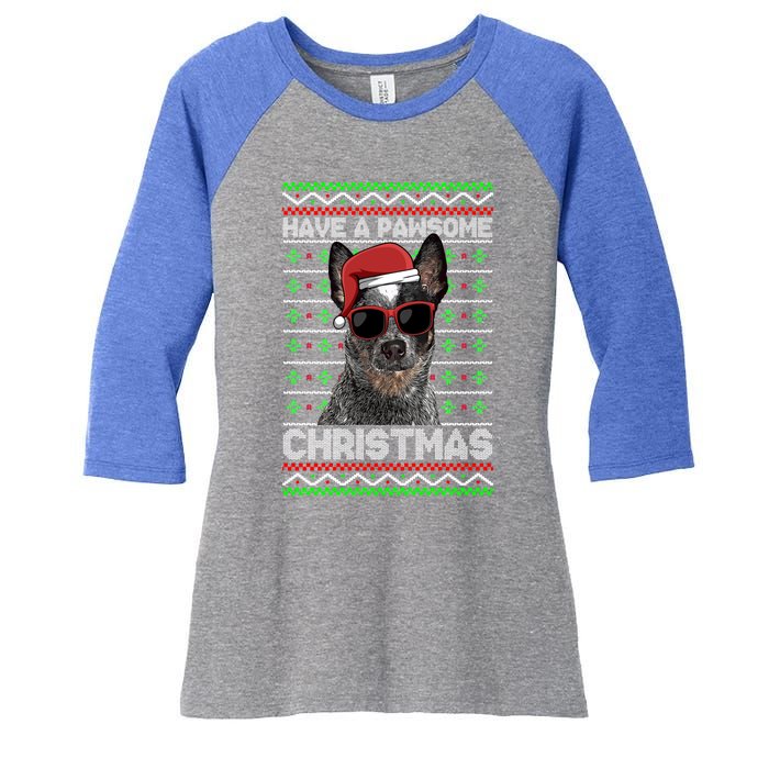 Australian Cattle Dog Funny Pawsome Christmas Gift Women's Tri-Blend 3/4-Sleeve Raglan Shirt