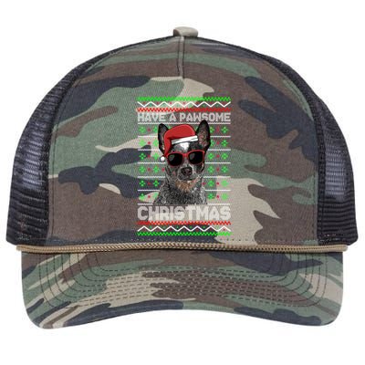 Australian Cattle Dog Funny Pawsome Christmas Gift Retro Rope Trucker Hat Cap