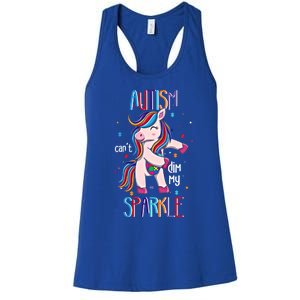 Autism CanT Dim My Puzzle Unicorn Autism Awareness Gift Women's Racerback Tank