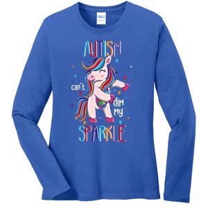 Autism CanT Dim My Puzzle Unicorn Autism Awareness Gift Ladies Long Sleeve Shirt