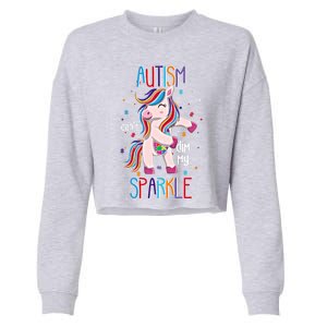 Autism CanT Dim My Puzzle Unicorn Autism Awareness Gift Cropped Pullover Crew