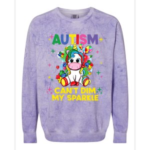 Autism CanT Dim My Unicorn Autism Awareness Meaningful Gift Colorblast Crewneck Sweatshirt