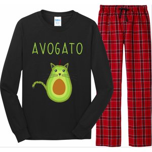 Avogato Cinco De Mayo Gift Cinco De Meow Cat Avocado Long Sleeve Pajama Set