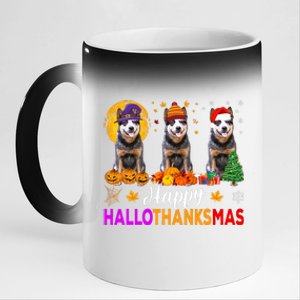 Australian Cattle Dog Halloween Christmas Hallothanksmas 11oz Black Color Changing Mug