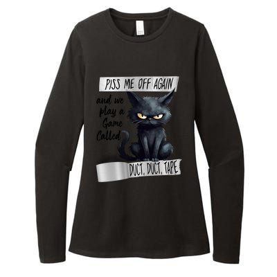 Angry Cat Design Piss Me Off Again And We Play A Game Gift Womens CVC Long Sleeve Shirt