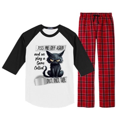 Angry Cat Design Piss Me Off Again And We Play A Game Gift Raglan Sleeve Pajama Set