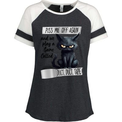 Angry Cat Design Piss Me Off Again And We Play A Game Gift Enza Ladies Jersey Colorblock Tee