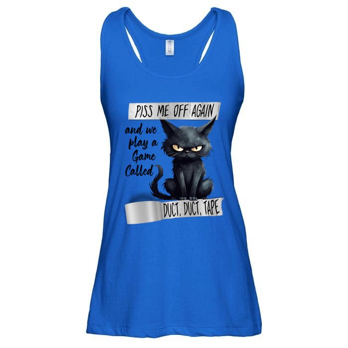 Angry Cat Design Piss Me Off Again And We Play A Game Gift Ladies Essential Flowy Tank