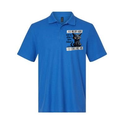 Angry Cat Design Piss Me Off Again And We Play A Game Gift Softstyle Adult Sport Polo