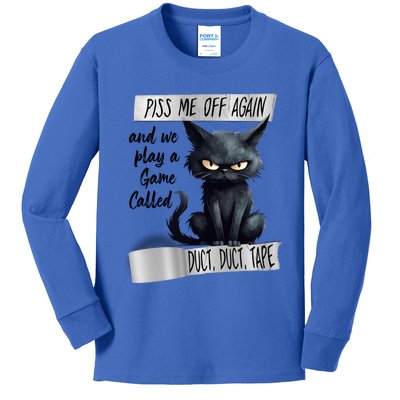 Angry Cat Design Piss Me Off Again And We Play A Game Gift Kids Long Sleeve Shirt