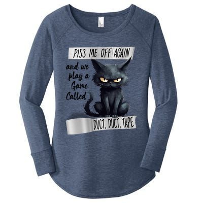 Angry Cat Design Piss Me Off Again And We Play A Game Gift Women's Perfect Tri Tunic Long Sleeve Shirt