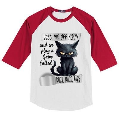 Angry Cat Design Piss Me Off Again And We Play A Game Gift Kids Colorblock Raglan Jersey