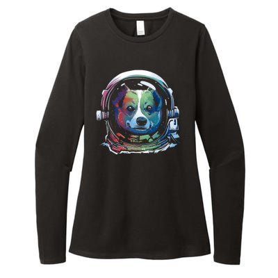 Astronaut Colorful Dog Womens CVC Long Sleeve Shirt