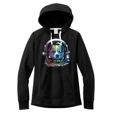 Astronaut Colorful Dog Women's Fleece Hoodie