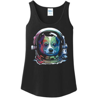 Astronaut Colorful Dog Ladies Essential Tank