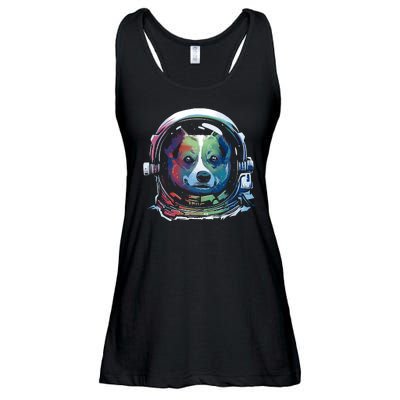 Astronaut Colorful Dog Ladies Essential Flowy Tank