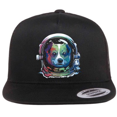 Astronaut Colorful Dog Flatbill Hat