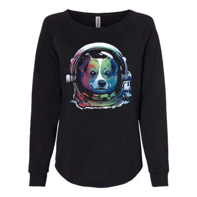 Astronaut Colorful Dog Womens California Wash Sweatshirt