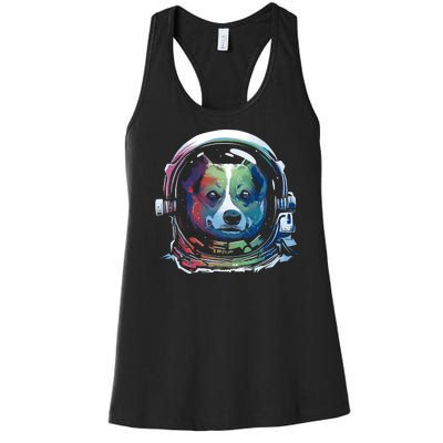 Astronaut Colorful Dog Women's Racerback Tank