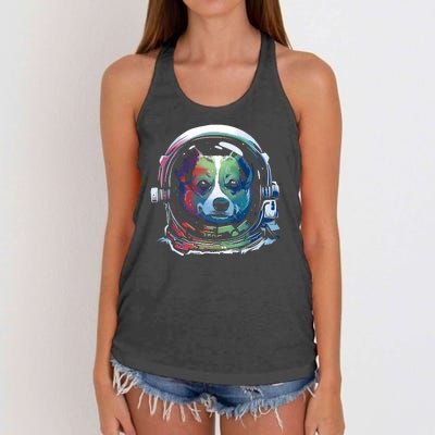 Astronaut Colorful Dog Women's Knotted Racerback Tank