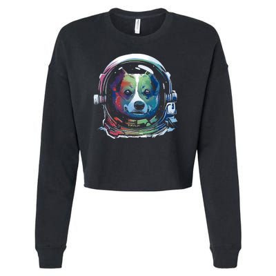 Astronaut Colorful Dog Cropped Pullover Crew