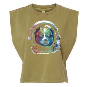 Astronaut Colorful Dog Garment-Dyed Women's Muscle Tee