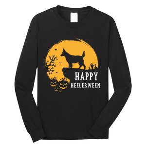 Australian Cattle Dog Full Moon Red Blue Heeler Halloween Long Sleeve Shirt