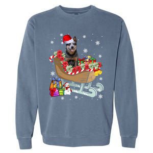 Australian Cattle Dog Christmas Santa Hat Xmas Puppy Lover Gift Garment-Dyed Sweatshirt