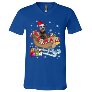 Australian Cattle Dog Christmas Santa Hat Xmas Puppy Lover Gift V-Neck T-Shirt