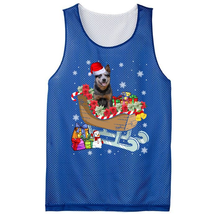 Australian Cattle Dog Christmas Santa Hat Xmas Puppy Lover Gift Mesh Reversible Basketball Jersey Tank