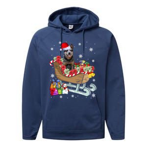 Australian Cattle Dog Christmas Santa Hat Xmas Puppy Lover Gift Performance Fleece Hoodie