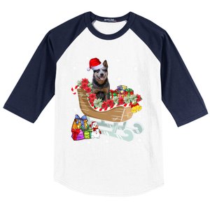 Australian Cattle Dog Christmas Santa Hat Xmas Puppy Lover Gift Baseball Sleeve Shirt