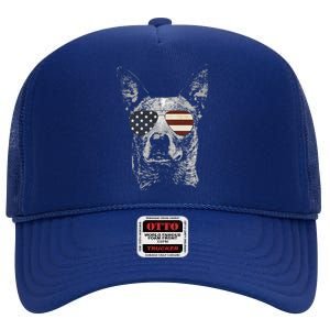 Australian Cattle Dog USA Flag Merica Funny Cute Women High Crown Mesh Back Trucker Hat