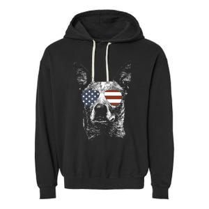 Australian Cattle Dog USA Flag Merica Funny Cute Women Garment-Dyed Fleece Hoodie