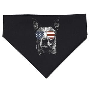 Australian Cattle Dog USA Flag Merica Funny Cute Women USA-Made Doggie Bandana