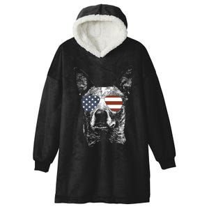 Australian Cattle Dog USA Flag Merica Funny Cute Women Hooded Wearable Blanket