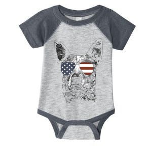 Australian Cattle Dog USA Flag Merica Funny Cute Women Infant Baby Jersey Bodysuit